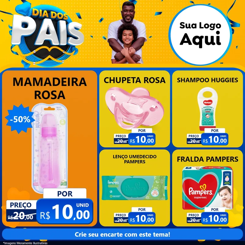 Modelo de Rede Social para Feed Facebook com o tema Dia dos Pais para Bebês