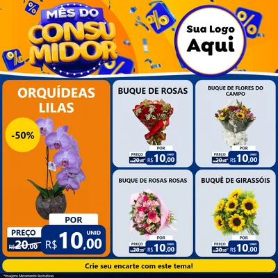 Modelo de Rede Social para Feed Facebook com o tema Mês do Consumidor para Floricultura e jardim