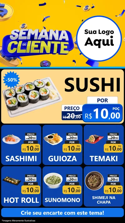 Modelo de Rede Social para Stories com o tema Semana do Cliente para Comida japonesa