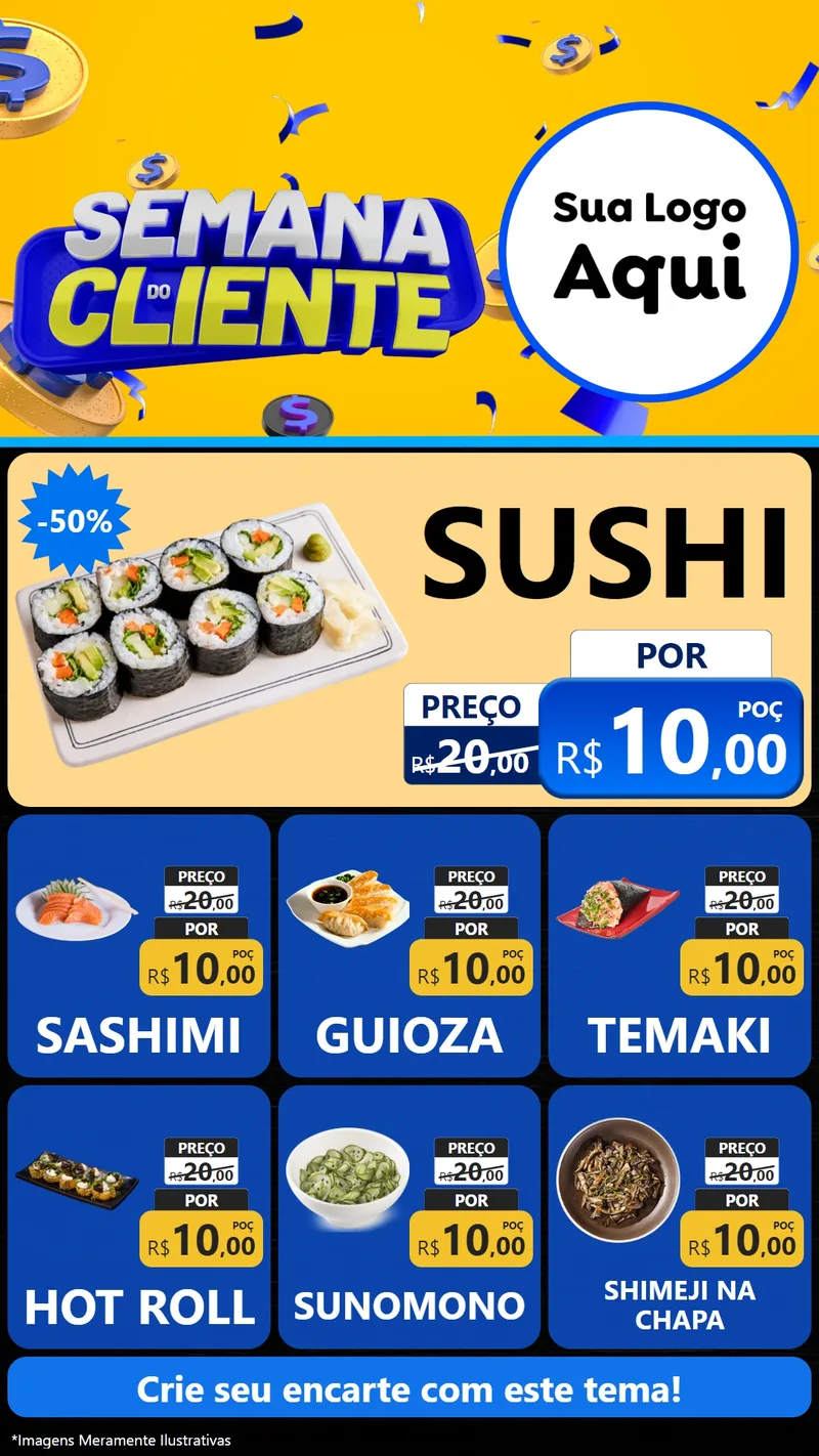 Modelo de Rede Social para Stories com o tema Semana do Cliente para Comida japonesa