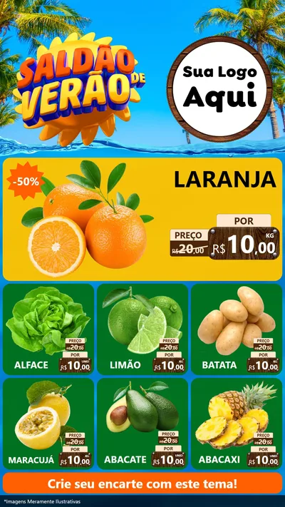 Modelo de Rede Social para Stories com o tema Saldão de Verão para Hortifrúti