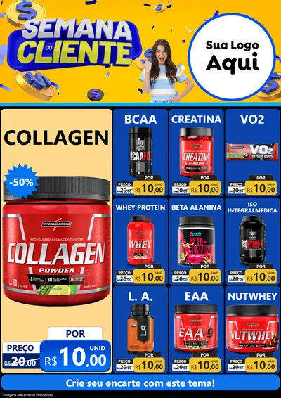 Modelo de Encarte para Encarte A4 Vertical com o tema Semana do Cliente para Suplementos alimentares