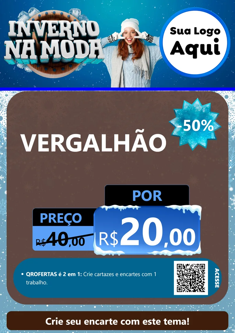 Modelo de Cartaz para Cartaz A4 Vertical com o tema Inverno na Moda para Ferragens