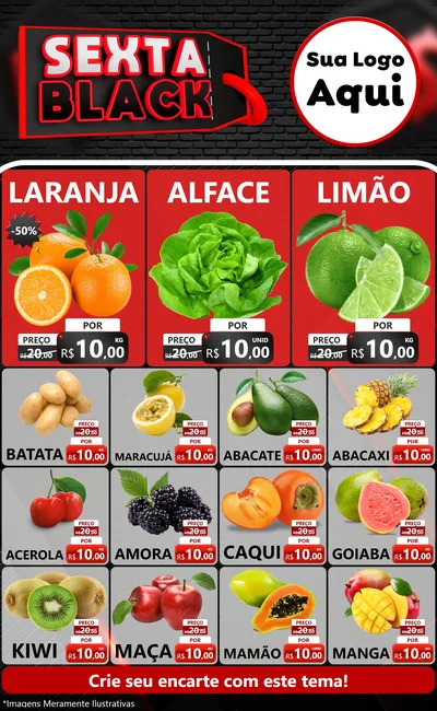 Modelo de Encarte para Encarte Grande com o tema Sexta Black para Hortifrúti
