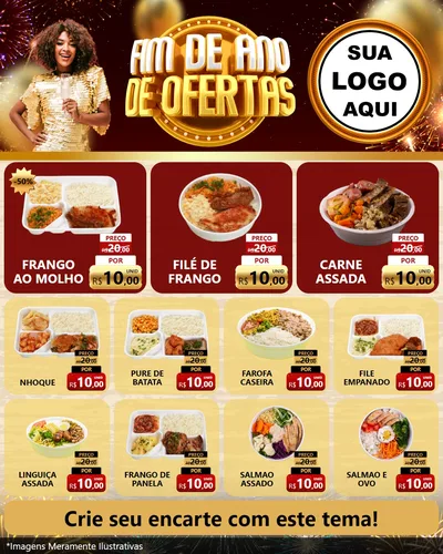 Modelo de Rede Social para Feed Instagram com o tema Fim de Ano de Ofertas para Restaurante