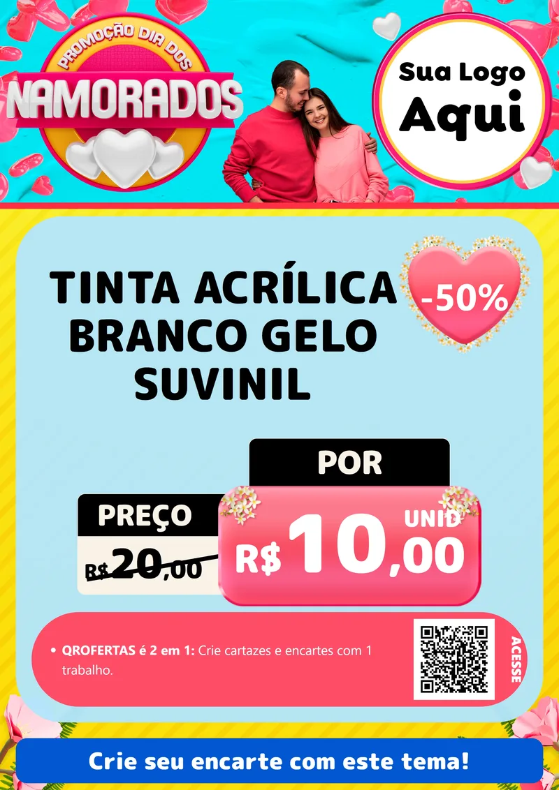 Modelo de Cartaz para Cartaz A4 Vertical com o tema Promoção Dia dos Namorados para Tintas e Ferramentas