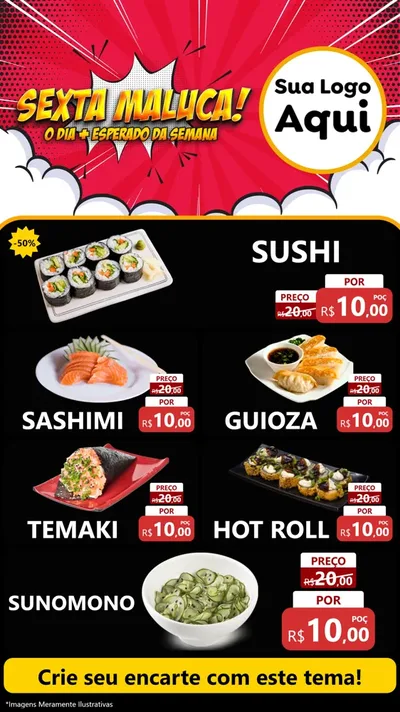 Modelo de TV para TV Vertical com o tema Sexta Maluca! para Comida japonesa