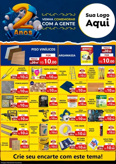 Modelo de Encarte para Encarte A4 Vertical com o tema Aniversário de 2 anos para Material para Construção