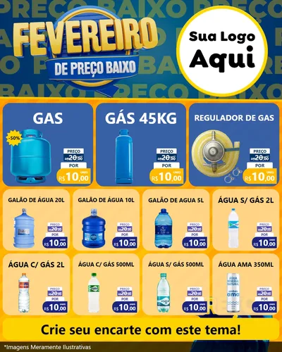 Modelo de Rede Social para Feed Instagram com o tema Fevereiro de Preço Baixo para Água e gás