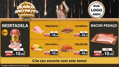 Modelo de TV para TV Horizontal com o tema Liquida Ano Novo Imperdível para Frios e Laticínios