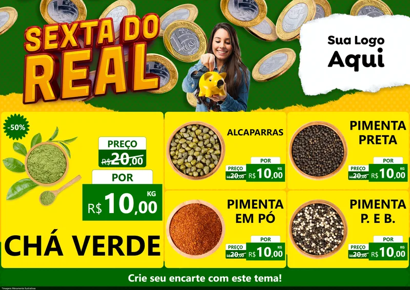 Modelo de Encarte para Encarte A4 Horizontal com o tema Sexta do Real para Produtos Naturais