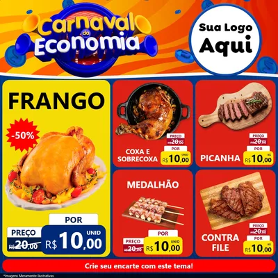 Modelo de Rede Social para Feed Facebook com o tema Carnaval da Economia para Assados