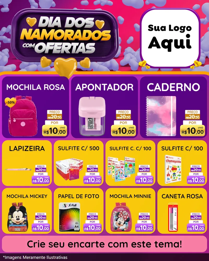 Modelo de Rede Social para Feed Instagram com o tema Dia Dos Namorados Com Ofertas para Papelaria