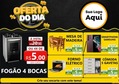 Modelo de Encarte para Encarte A4 Horizontal com o tema Oferta Do Dia para Móveis e Eletro