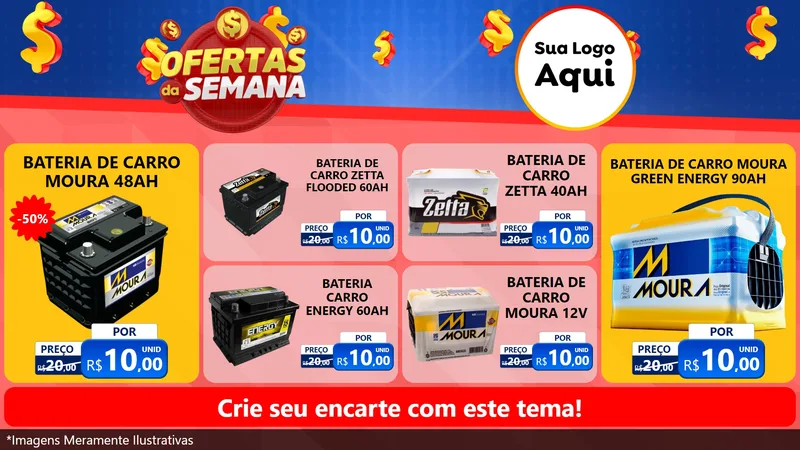 Modelo de TV para TV Horizontal com o tema Ofertas Da Semana para Baterias Elétricas