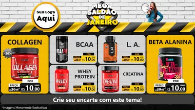 Modelo de TV para TV Horizontal com o tema Mega Saldão de Janeiro para Suplementos alimentares