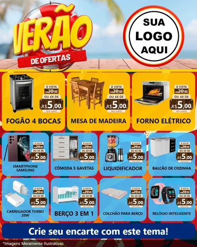 Modelo de Rede Social para Feed Instagram com o tema Verão de Ofertas para Móveis e Eletro