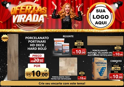 Modelo de Encarte para Encarte A4 Horizontal com o tema Ofertas da Virada para Pisos e revestimentos