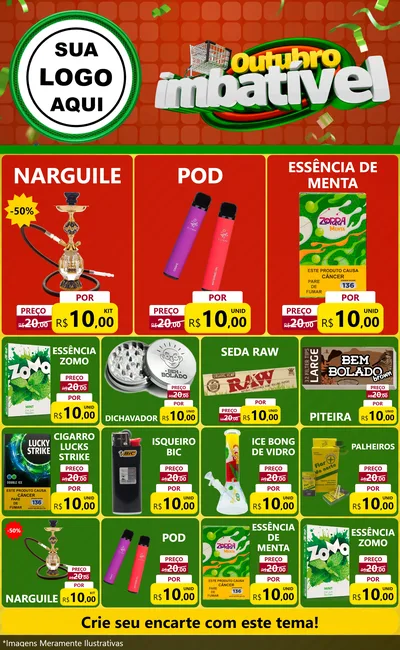 Modelo de Encarte para Encarte Grande com o tema Outubro Imbatível para Tabacaria