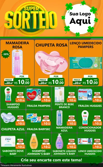 Modelo de Encarte para Encarte Grande com o tema Super Sorteio para Bebês
