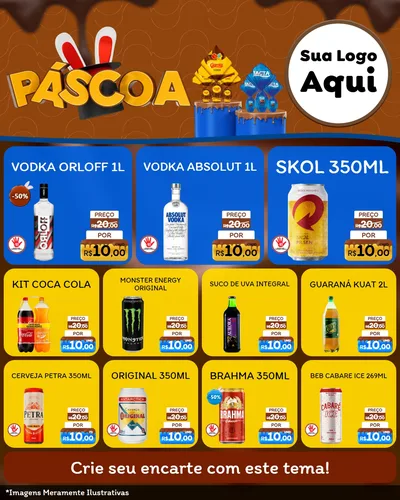 Modelo de Rede Social para Feed Instagram com o tema Páscoa para Distribuidora de bebidas