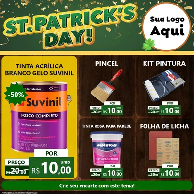 Modelo de Rede Social para Feed Facebook com o tema St Patriks Day para Tintas e Ferramentas