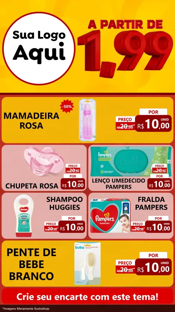 Modelo de TV para TV Vertical com o tema A Partir de Um e Noventa e Nove - 1,99 para Bebês
