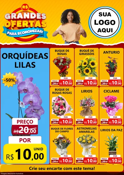 Modelo de Encarte para Encarte A4 Vertical com o tema Grandes Ofertas Para Economizar! para Floricultura e jardim