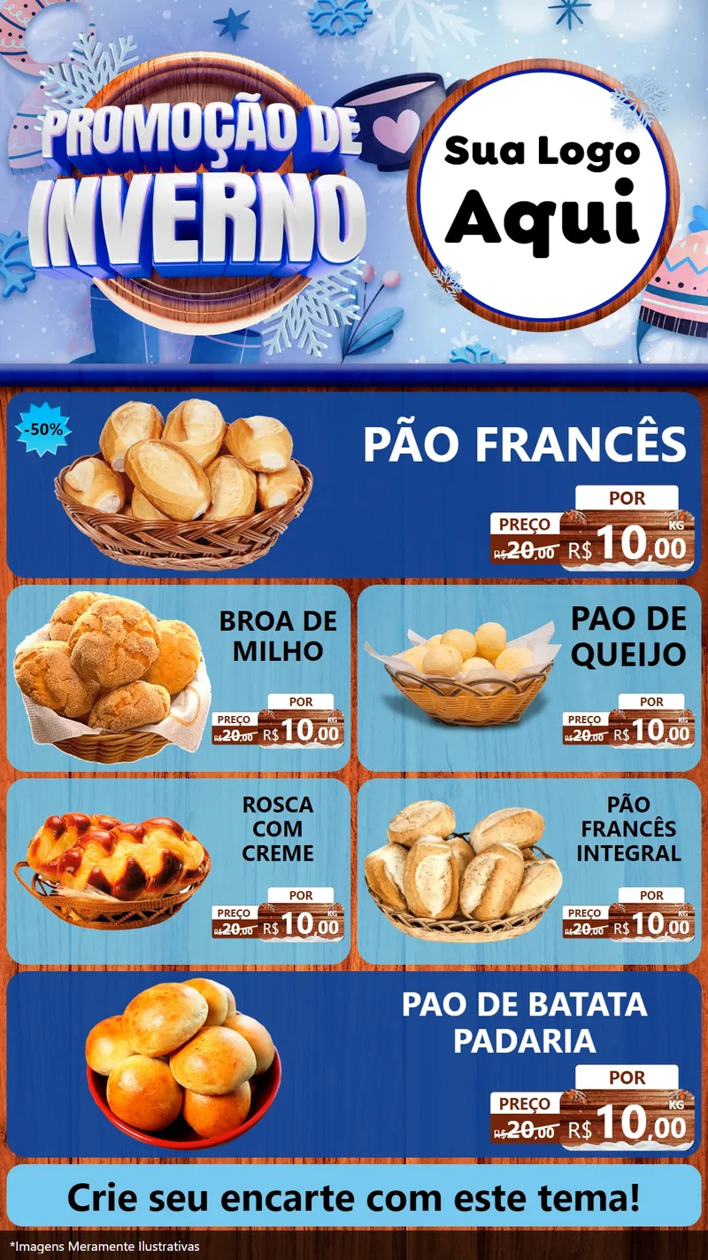 Modelo de TV para TV Vertical com o tema Promoção de Inverno para Padaria