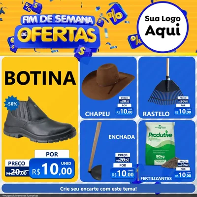 Modelo de Rede Social para Feed Facebook com o tema Fim de Semana de Ofertas para Agropecuária