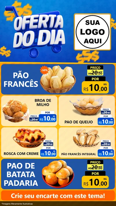 Modelo de TV para TV Vertical com o tema Oferta do Dia para Padaria
