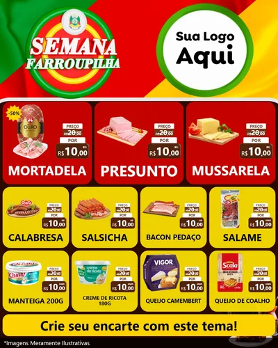 Modelo de Rede Social para Feed Instagram com o tema Semana Farroupilha para Frios e Laticínios