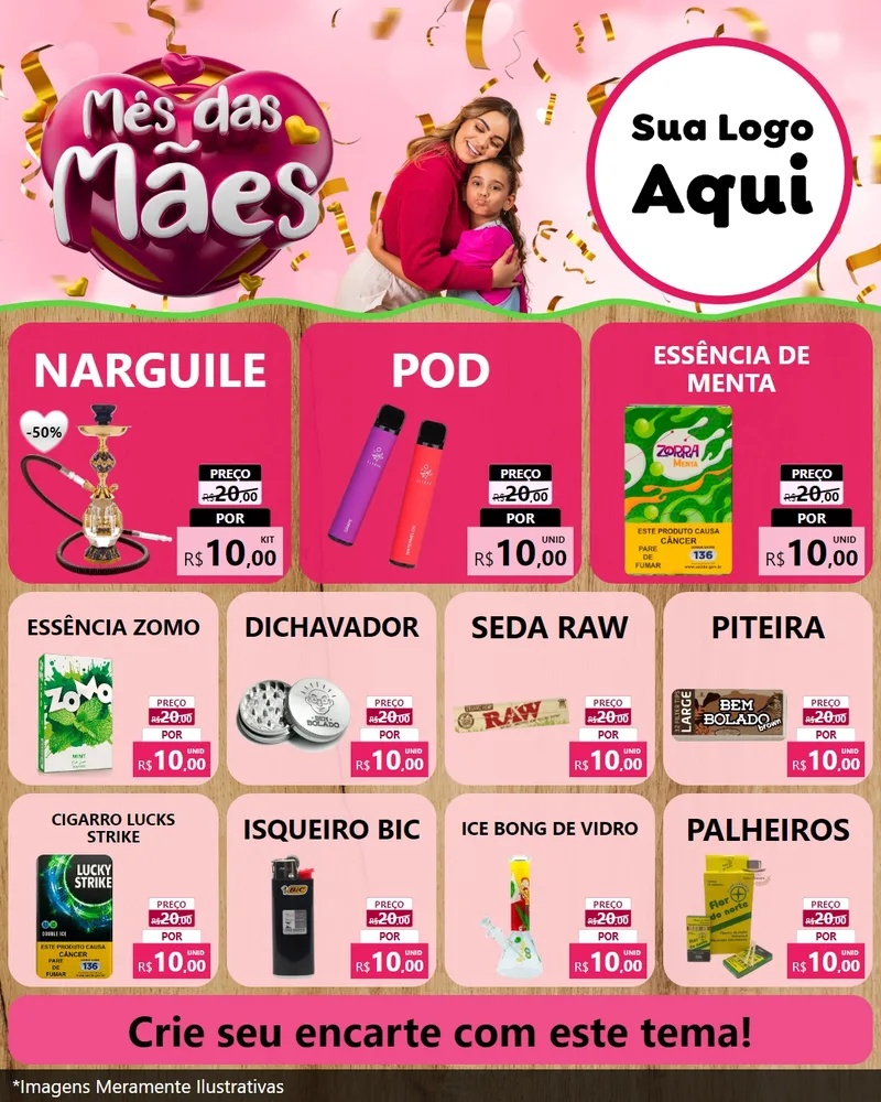 Modelo de Rede Social para Feed Instagram com o tema Mês das Mães para Tabacaria