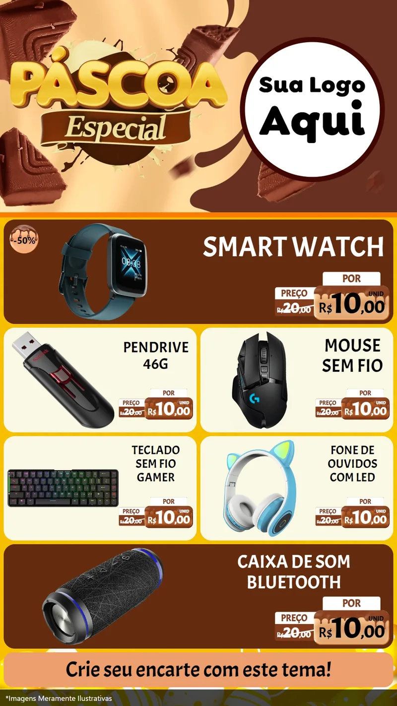 Modelo de TV para TV Vertical com o tema Páscoa Especial para Informática
