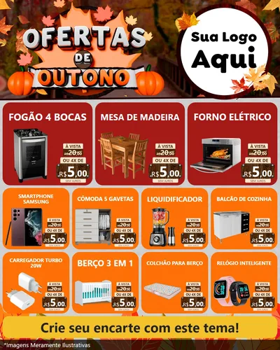 Modelo de Rede Social para Feed Instagram com o tema Ofertas de Outono para Móveis e Eletro