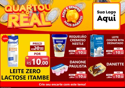 Modelo de Encarte para Encarte A4 Horizontal com o tema Quartou do Real para Frios e Laticínios
