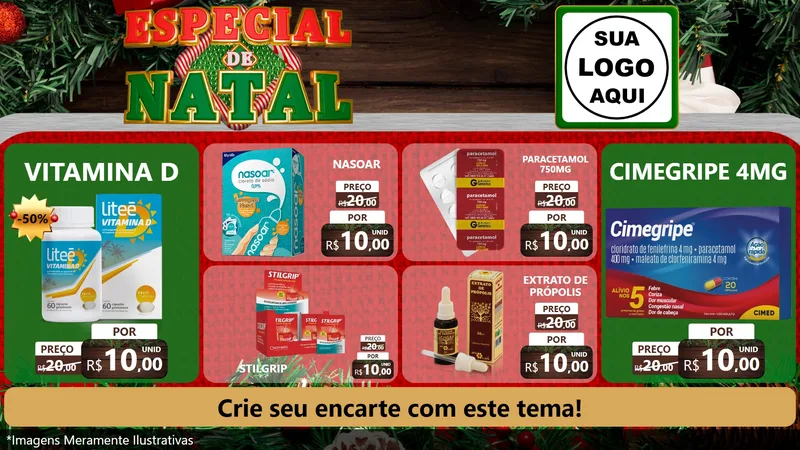 Modelo de TV para TV Horizontal com o tema Especial de Natal para Farmácia