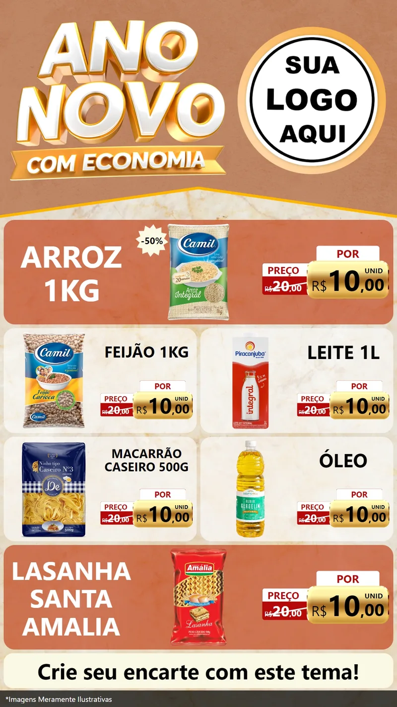 Modelo de TV para TV Vertical com o tema Ano Novo Com Economia para Supermercado