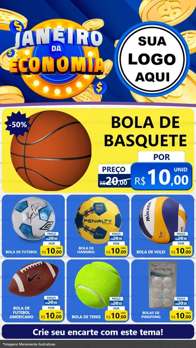 Modelo de Rede Social para Stories com o tema Janeiro da Economia para Artigos Esportivos