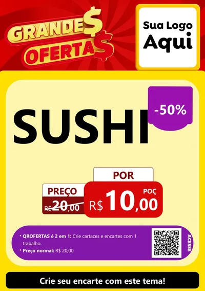 Modelo de Cartaz para Cartaz A4 Vertical com o tema Grandes Ofertas para Comida japonesa