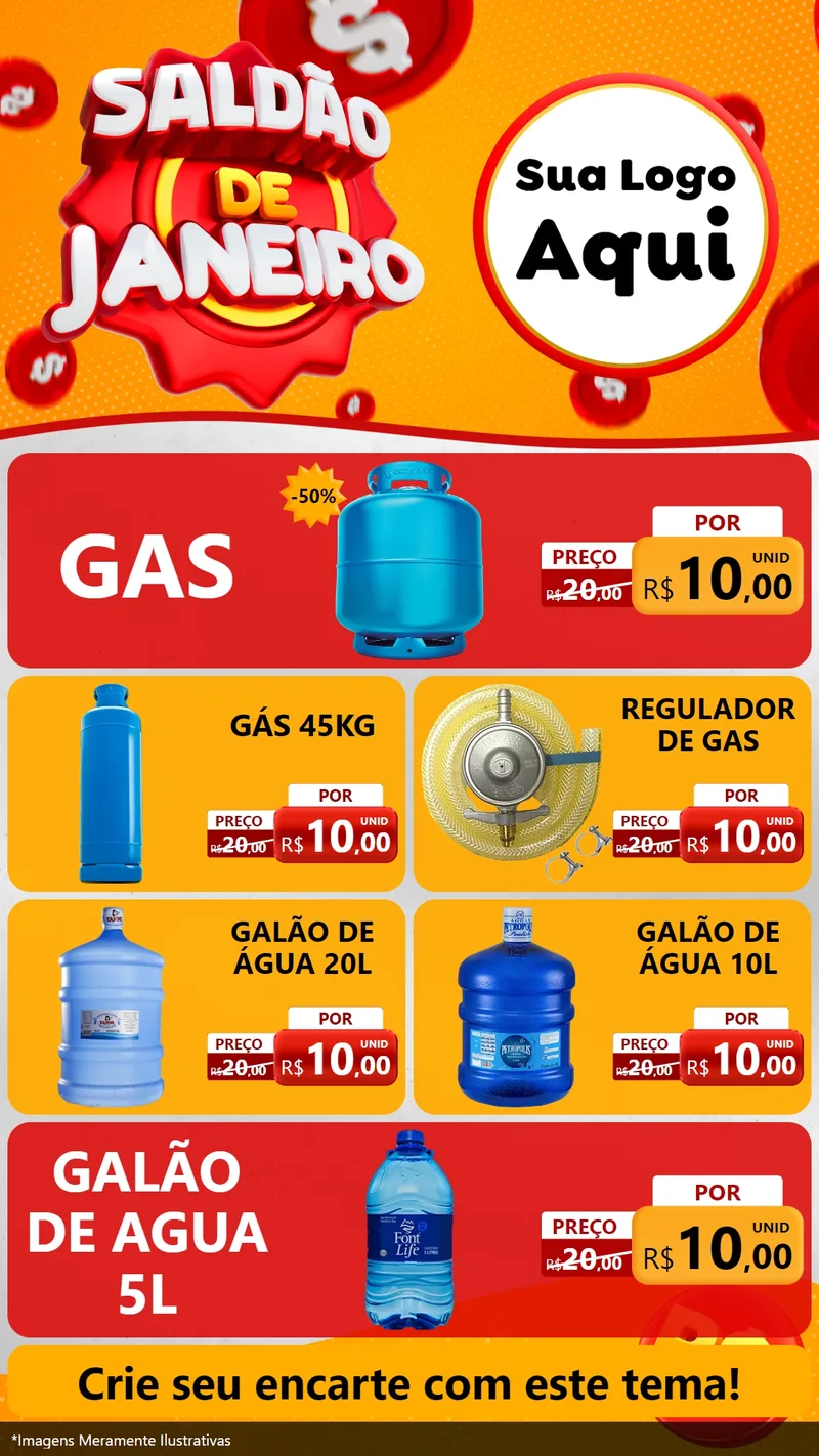 Modelo de TV para TV Vertical com o tema Saldão de Janeiro para Água e gás