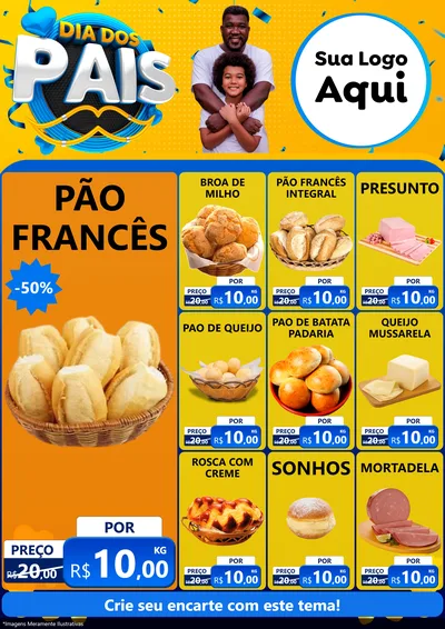 Modelo de Encarte para Encarte A4 Vertical com o tema Dia dos Pais para Padaria