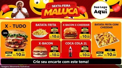 Modelo de TV para TV Horizontal com o tema Sexta-feira Maluca para Hamburgueria