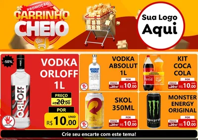 Modelo de Encarte para Encarte A4 Horizontal com o tema Promoção carrinho cheio para Distribuidora de bebidas