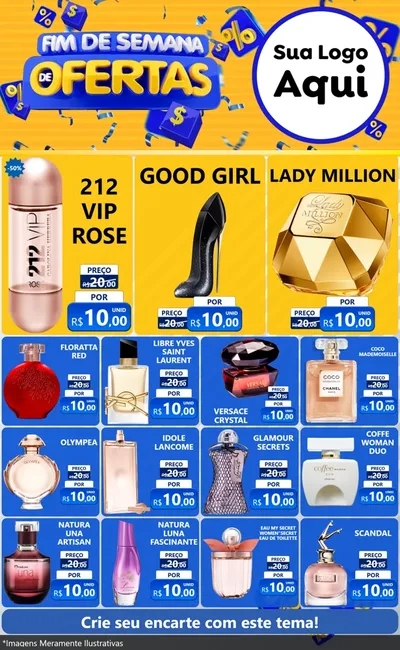 Modelo de Encarte para Encarte Grande com o tema Fim de Semana de Ofertas para Perfumes