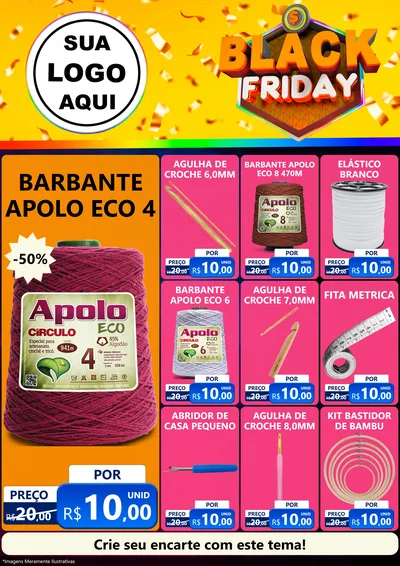 Modelo de Encarte para Encarte A4 Vertical com o tema Black Friday para Armarinho e Aviamentos