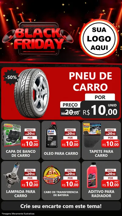 Modelo de Rede Social para Stories com o tema Black Friday para Auto peças