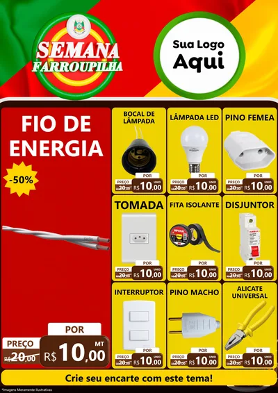 Modelo de Encarte para Encarte A4 Vertical com o tema Semana Farroupilha para Materiais Elétricos
