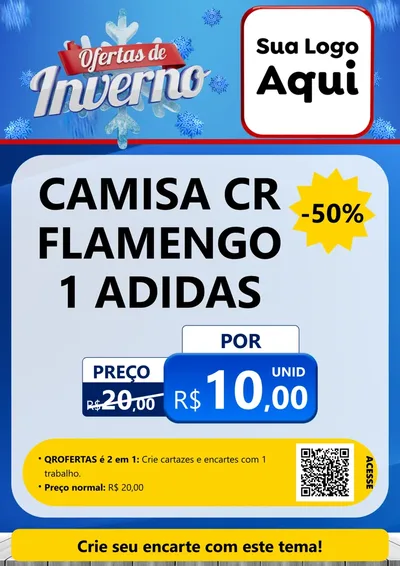 Modelo de Cartaz para Cartaz A4 Vertical com o tema Ofertas de Inverno para Roupas e acessórios