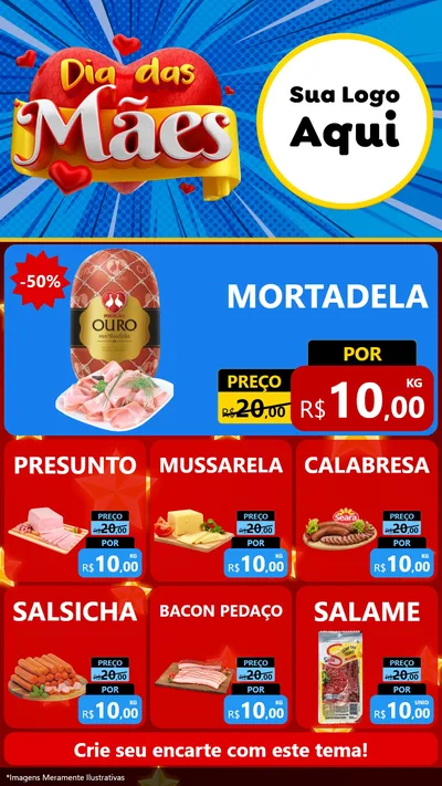 Modelo de Rede Social para Stories com o tema Dia das Mães para Frios e Laticínios